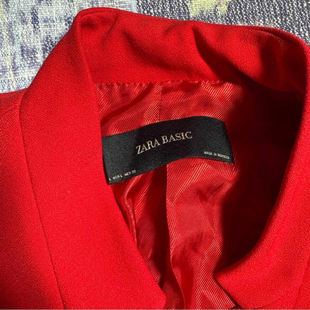 Zara Basic Elegant Red Single Snap Long Sleeve Co… - image 3